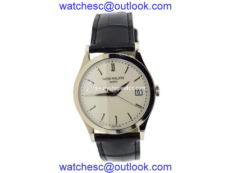 Patek Philippe Calatrava 5296G-010 18K White Gold & Leather Automatic 38mm Mens Watch Patek Philippe