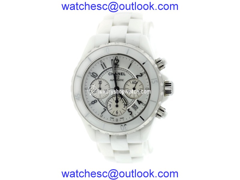 Chanel J12 H1007 Chronograph White Ceramic Stainless Steel 41mm Watch Chanel