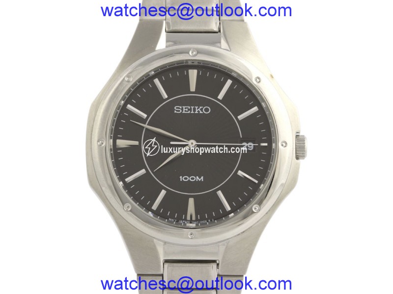 Seiko SGEF61 Stainless Steel Black Dial 38.8mm Mens Dress Watch Seiko
