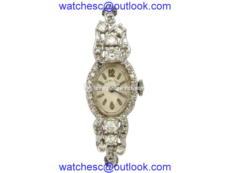 Hamilton 14K White Gold Manual Wind Vintage 15mm Womens Watch Hamilton