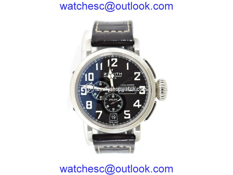 Zenith Pilot 03.2430.4054 Stainless Steel & Leather Automatic 48mm Mens Watch Zenith