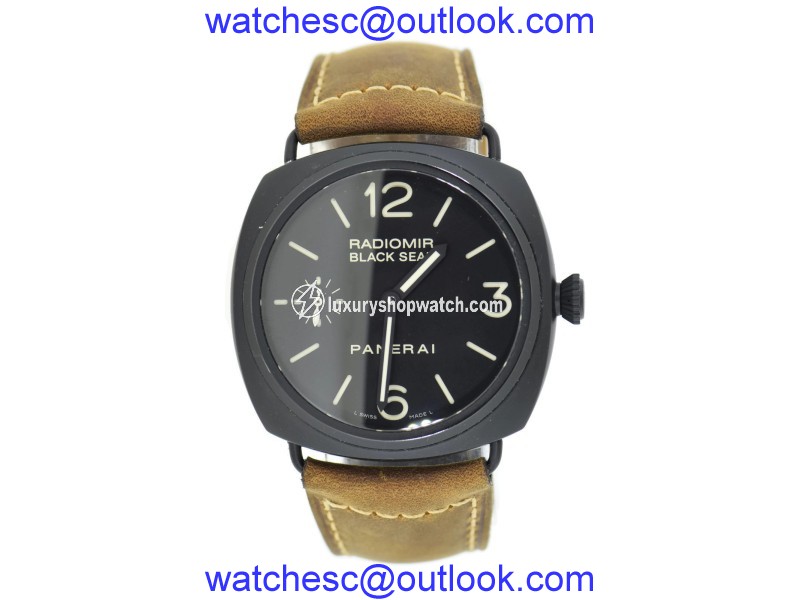 Panerai Radiomir PAM292 Black Seal Ceramic & Brown Strap 45mm Mens Watch Panerai