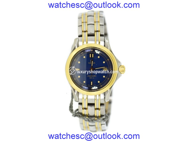 Omega Seamaster 2371.80 Yellow Gold and Stainless Steel Blue Dial Quartz 29mm Womens Watch Omega