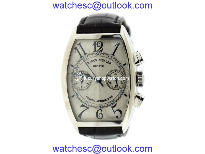 Franck Muller 5850 CC 18K White Gold & Leather Automatic 32mm Mens Watch Franck Muller