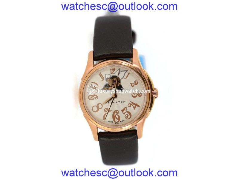 Hamilton Jazz Master H32345483 Rose Gold Tone Stainless Steel & Leather Automatic 34mm Womens Watch Hamilton