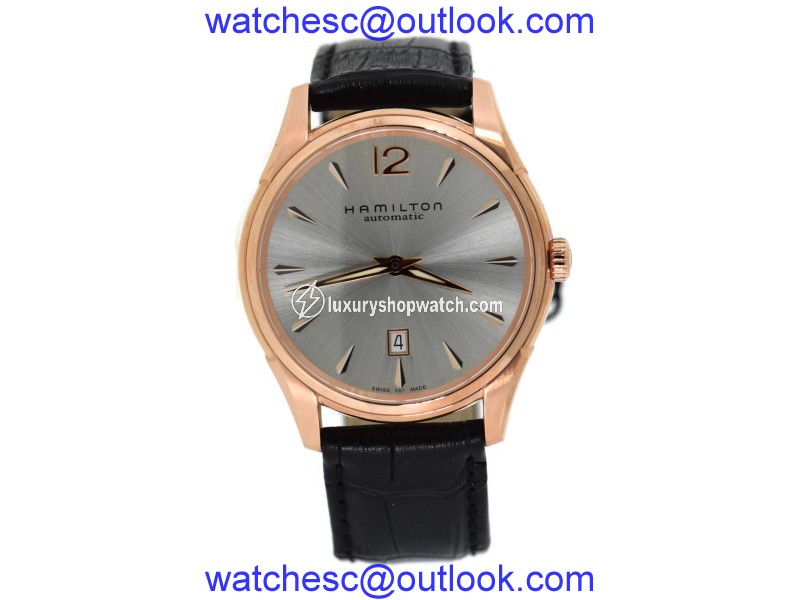 Hamilton Jazzmaster H38645755 Rose Gold Tone Stainless Steel & Leather Automatic 43mm Mens Watch Hamilton