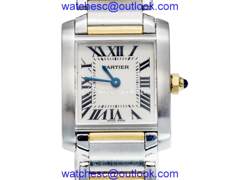 Cartier Tank Francaise Stainless Steel/18K Yellow Gold White Dial Quartz 20mm Womens Watch Cartier