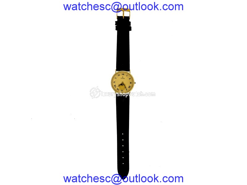 Concord Moonphase 14K Yellow Gold & Leather Quartz 30mm Womens Watch Concord