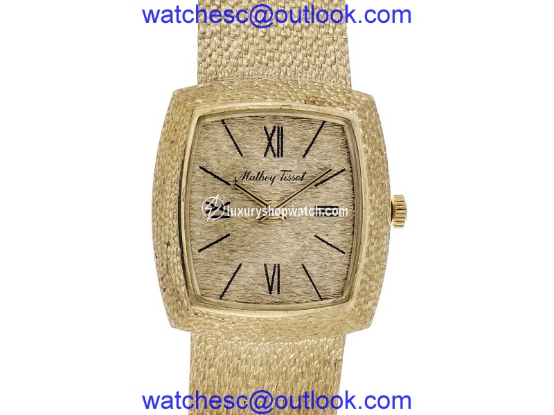 Mathey Tissot 1960 Textured 14k Gold Wrist Watch Mathey Tissot