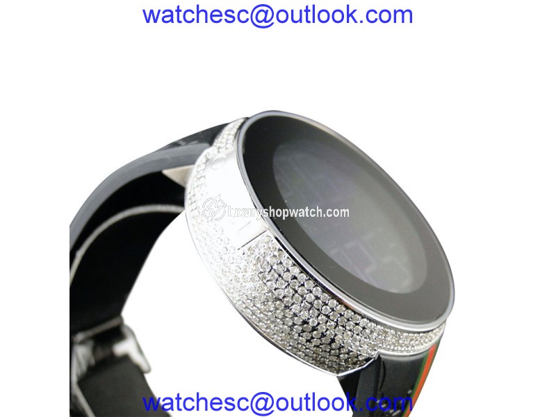 Gucci Digital Ya114207 White Diamond 4 Ct Black Full I Mens Watch Gucci