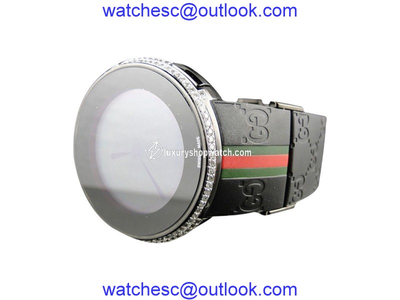 Gucci Mens Custom Digital I-Gucci 2 Row White Diamond YA114207 Watch Gucci