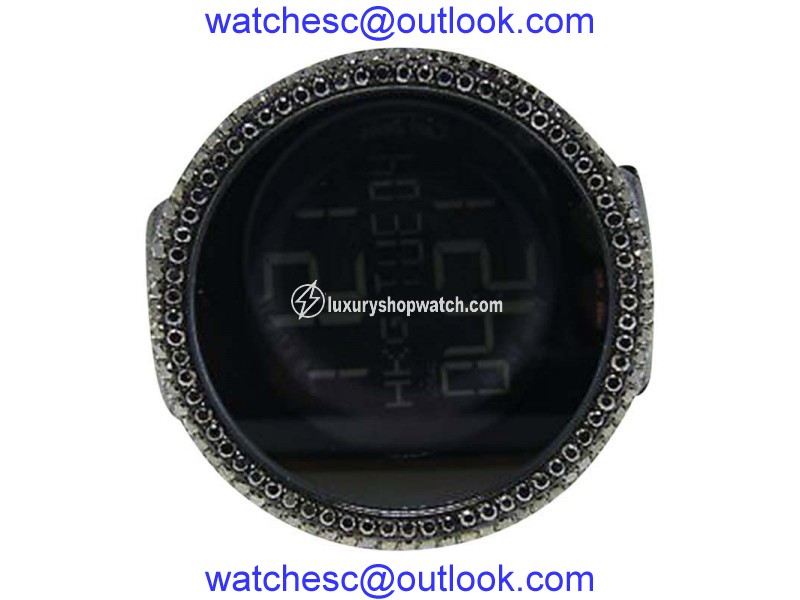 Gucci Black Diamond Black I Digital 12 Ct Diamond Mens Watch Gucci