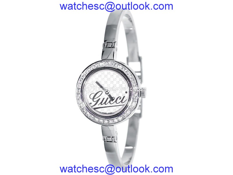 Gucci YA105528 2ct Genuine Diamond Stainless Steel Bangle Bracelet Ladies Watch Gucci