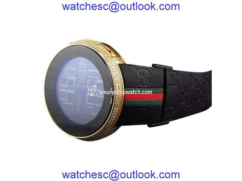 Gucci YA114207 Digital Yellow Gold 4 Ct Full Diamond Custom New Mens Watch Gucci