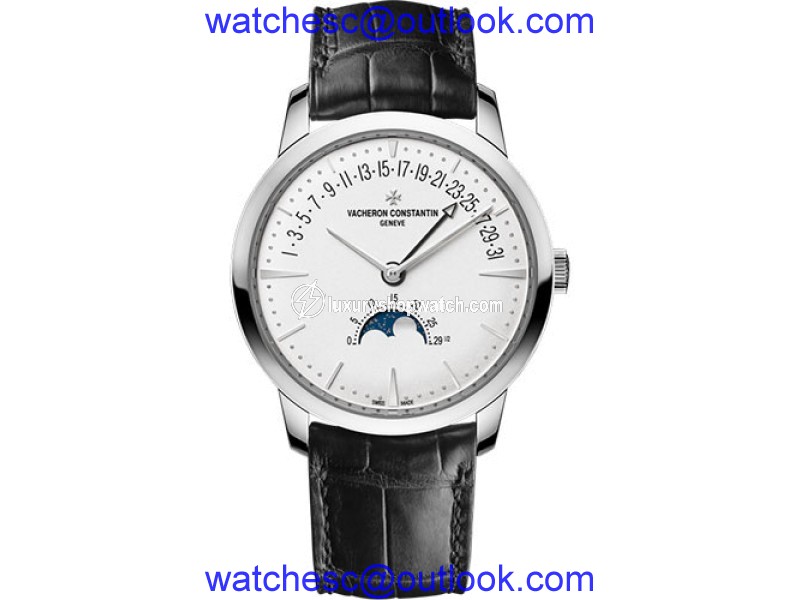 Vacheron Constantin Patrimony 18K White Gold & Leather with Silver Dial Automatic 42.50mm Mens Watch Vacheron Constantin