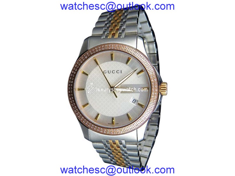 Gucci G-Timeless 101 Two Tone Rose Gold Plated Swiss Diamond 38mm Watch Gucci