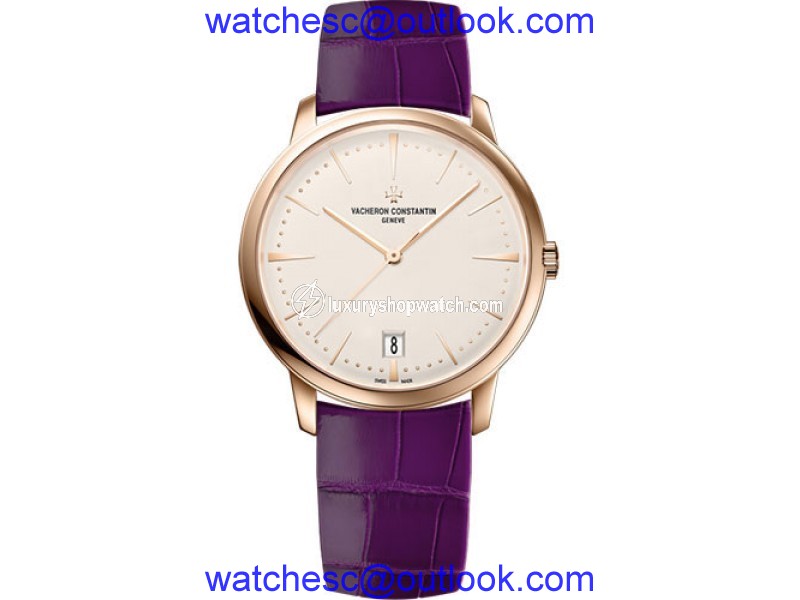 Vacheron Constantin Patrimony 4100U/001R-B180 18K Rose Gold & Leather with Silver Dial 36mm Womens Watch Vacheron Constantin