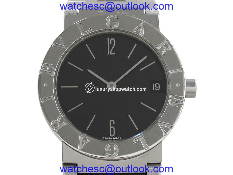 Bulgari Stainless Steel with Black Dial Quartz 30mm Mens Watch Bulgari