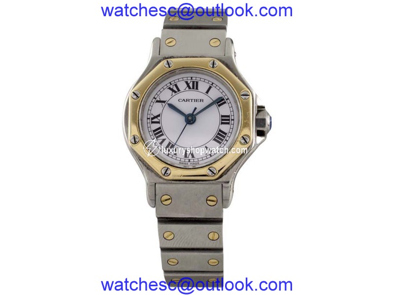Cartier Octogon Santos 80194 Two-Tone Stainless Steel/18K Yellow Gold Automatic 24mm Womens Watch Cartier