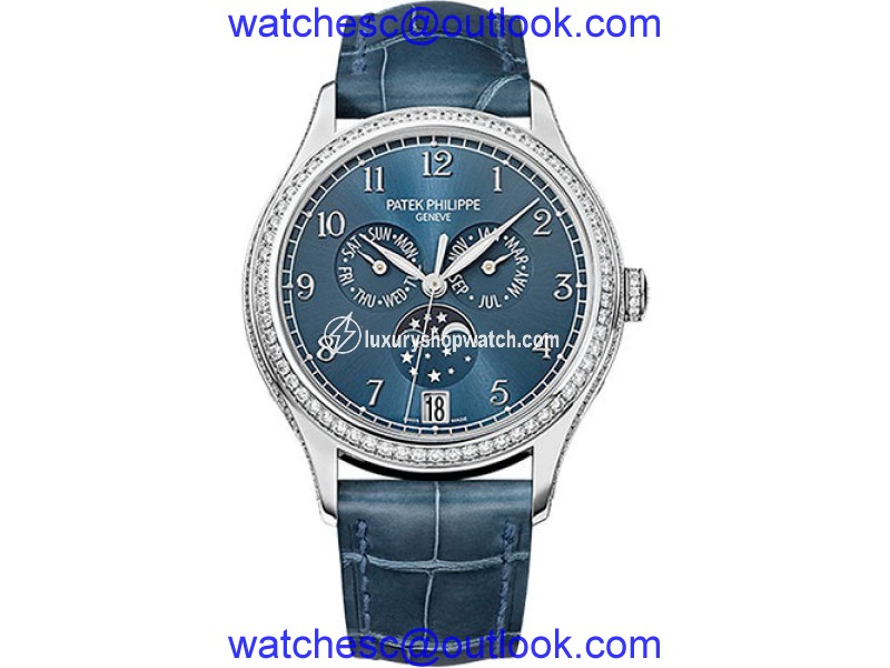 Patek Philippe 18K White Gold / Leather Automatic 38mm Womens Watch Patek Phillipe