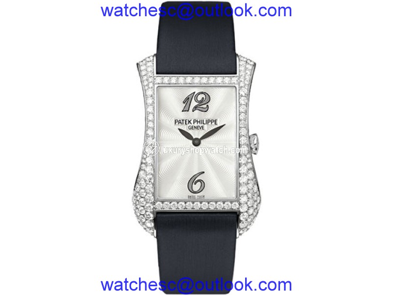 Patek Philippe 4973G 18K White Gold / Satin with Diamond 27.4mm Womens Watch Patek Phillipe