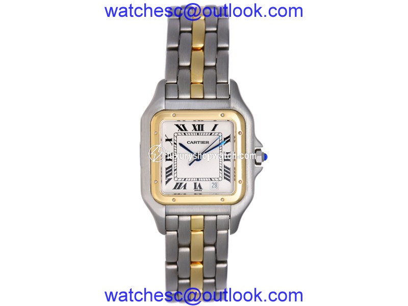 Cartier Panthere WCAGO132 Stainless Steel and 18K Yellow Gold White Dial 37mm Mens Watch Cartier