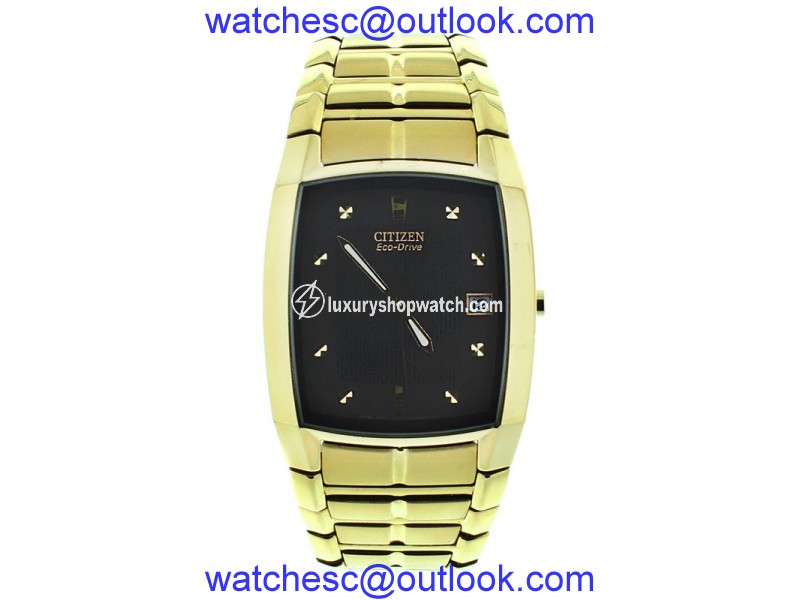 Citizen Eco-Drive Mens Gold Plated Steel Watch Citizen