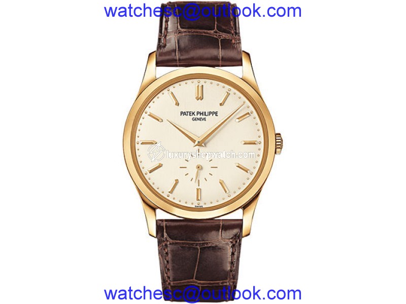 Patek Philippe Calatrava 5196J-001 18K Yellow Gold / Leather Opaline White Dial 37mm Mens Watch Patek Phillipe