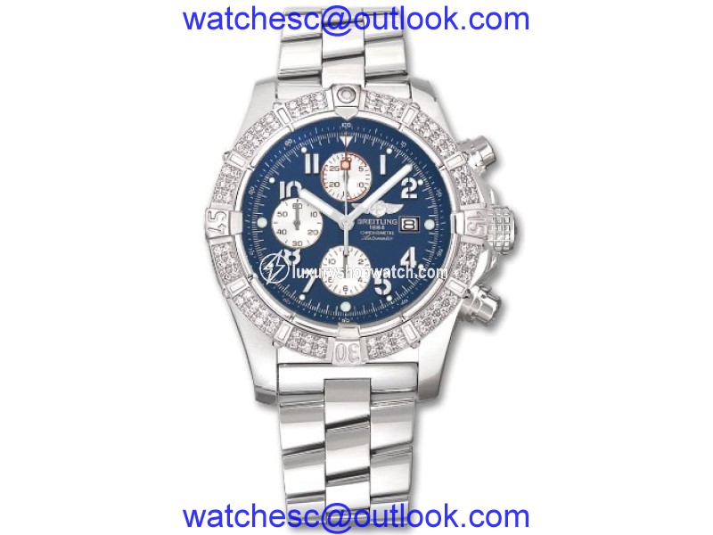Breitling Super Avenger Aeromarine A13370 Blue Dial Arabic Stainless Steel Watch Breitling