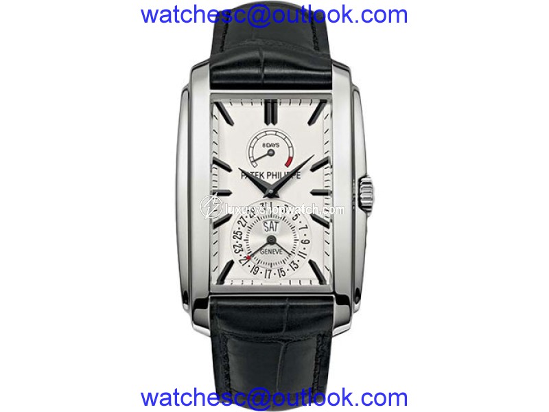 Patek Philippe 18K White Gold / Leather with White Dial 32.4mm Mens Watch Patek Phillipe