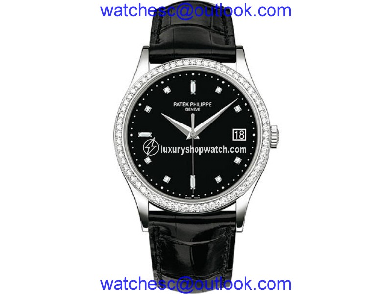 Patek Philippe Calatrava 5297G 18K White Gold / Leather Matt Black Dial Automatic 38mm Mens Watch Patek Phillipe