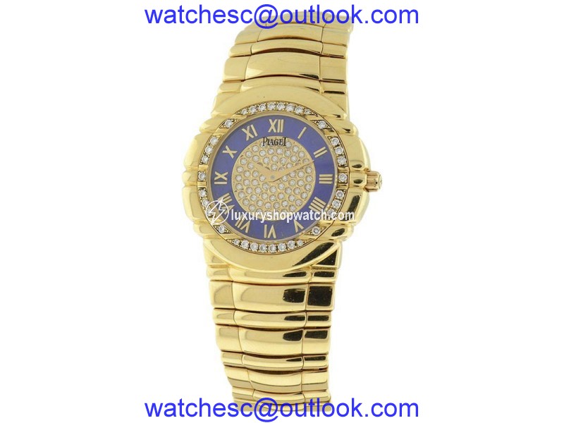 Piaget Tanagra 18K Yellow Gold Lapis Lazuli & Diamond 33mm Watch Piaget