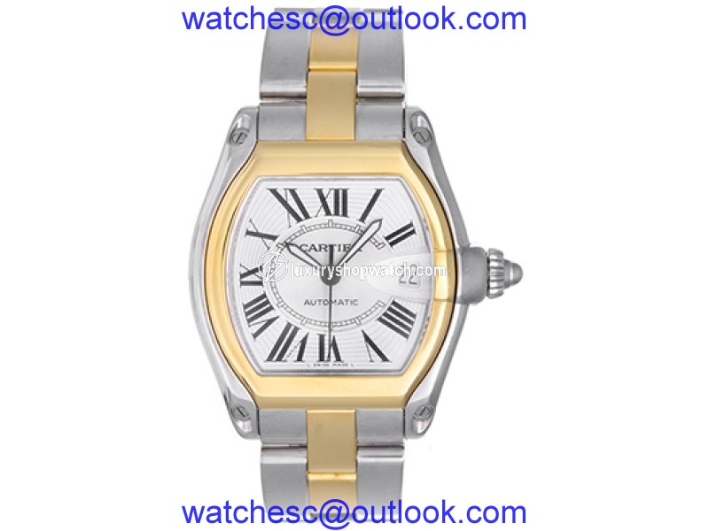 Cartier Roadster W62031Y4 Stainless Steel & 18K Yellow Gold Silver Dial Automatic 38mm Mens Watch Cartier