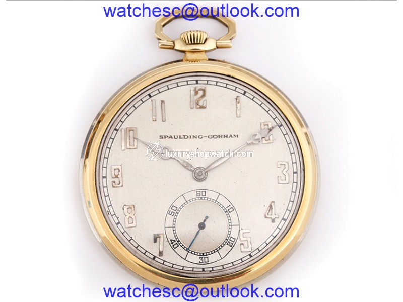 Longines 18K White & Yellow Gold 45mm Mens Pocket Watch Chain