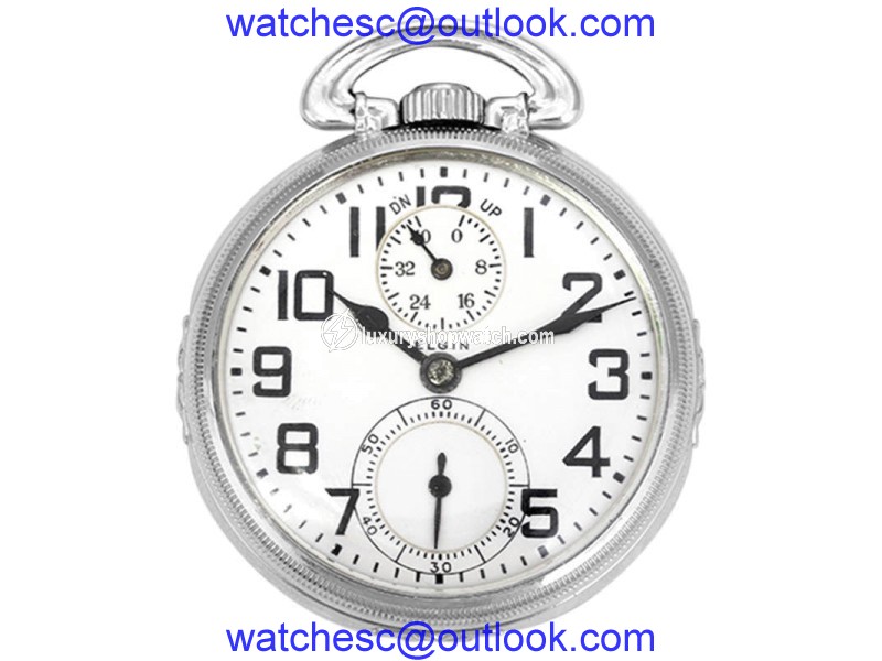 Elgin Railroad 14K White Gold 50mm Mens Pocket Watch Elgin