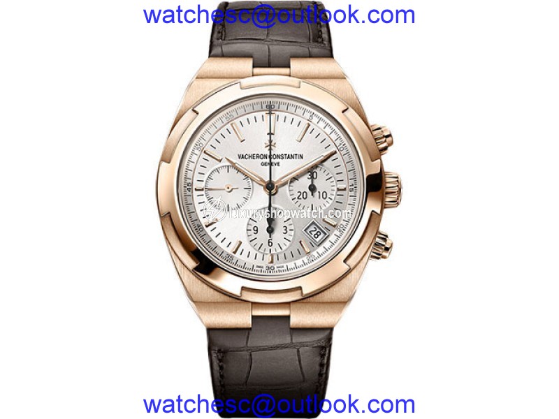 Vacheron Constantin Overseas 18K Rose Gold & Leather with Silver Dial Automatic 42.5mm Mens Watch Vacheron Constantin