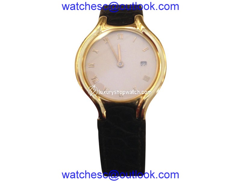Ebel Beluga 18K Yellow Gold and Leather 31mm Quartz Women Watch Ebel