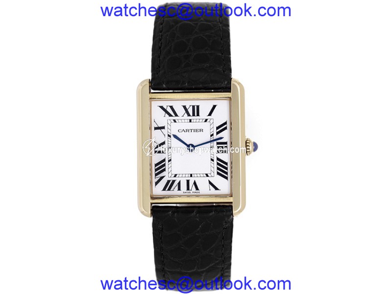Cartier Tank Solo W1018855 18K Yellow Gold & Leather White Dial Quartz 34mm Men's Watch Cartier