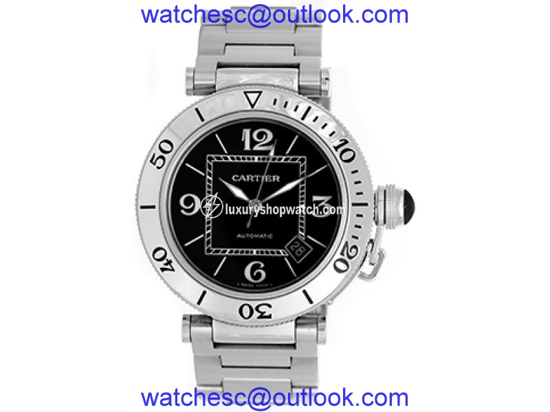 Cartier Pasha Seatimer W31077M7 Stainless Steel Black Dial Automatic 41mm Mens Watch Cartier