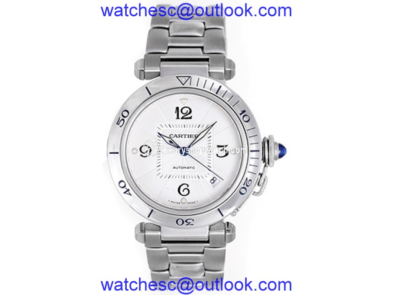 Cartier Pasha W31031H3 Stainless Steel Silver Dial Automatic 38mm Men's Watch Cartier
