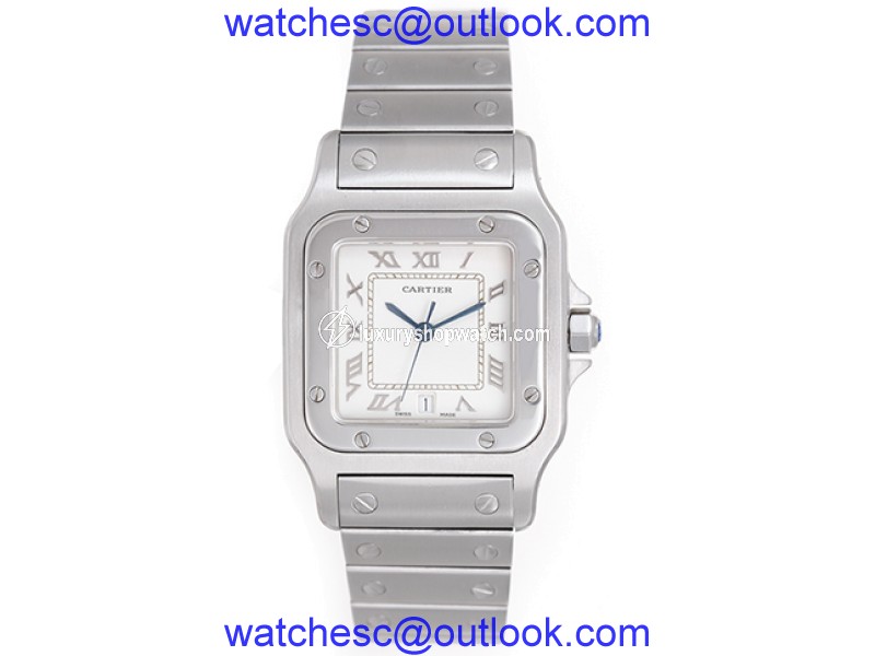 Cartier Santos Stainless Steel White Dial Automatic 41mm Mens Watch Cartier