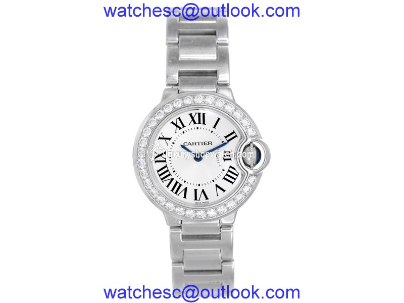 Cartier Ballon Bleu WE9003Z3 18k White Gold Diamond 28mm Watch Cartier
