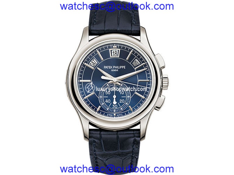 Patek Philippe Platinum / Leather with Blue Dial 42mm Mens Watch Patek Phillipe