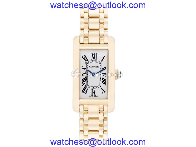 Cartier Tank Americaine W26015K2 18K Yellow Gold 19mm Womens Watch Cartier