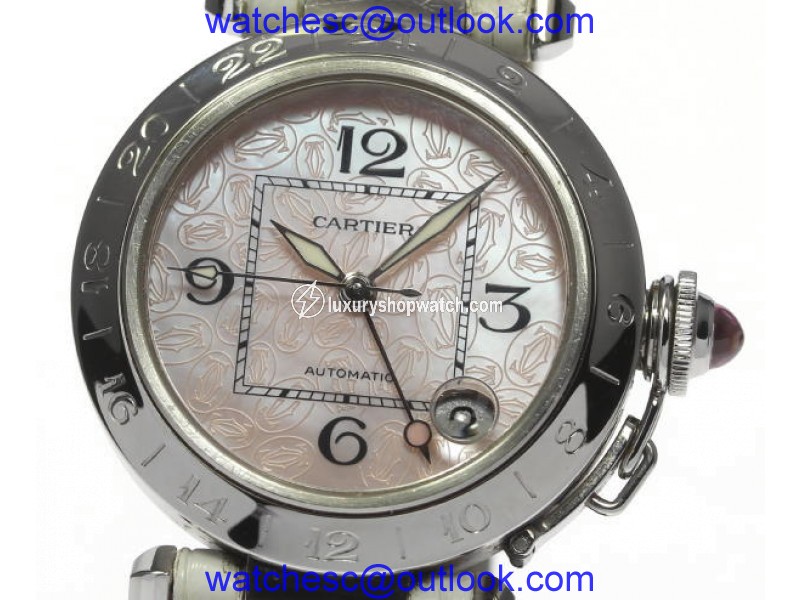 Cartier Pasha C Stainless Steel Pink Logo Dial Automatic 35mm Watch Cartier