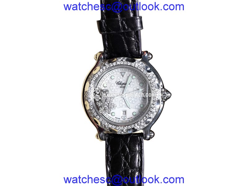 Chopard Happy Sport Stainless Steel Leather & Diamond 32.50mm Watch Chopard