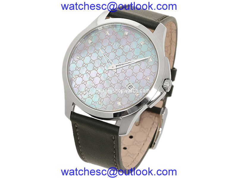 Gucci G-Timeless YA126307 Stainless Steel Mother of Pearl Diamond Dial 40mm Watch Gucci