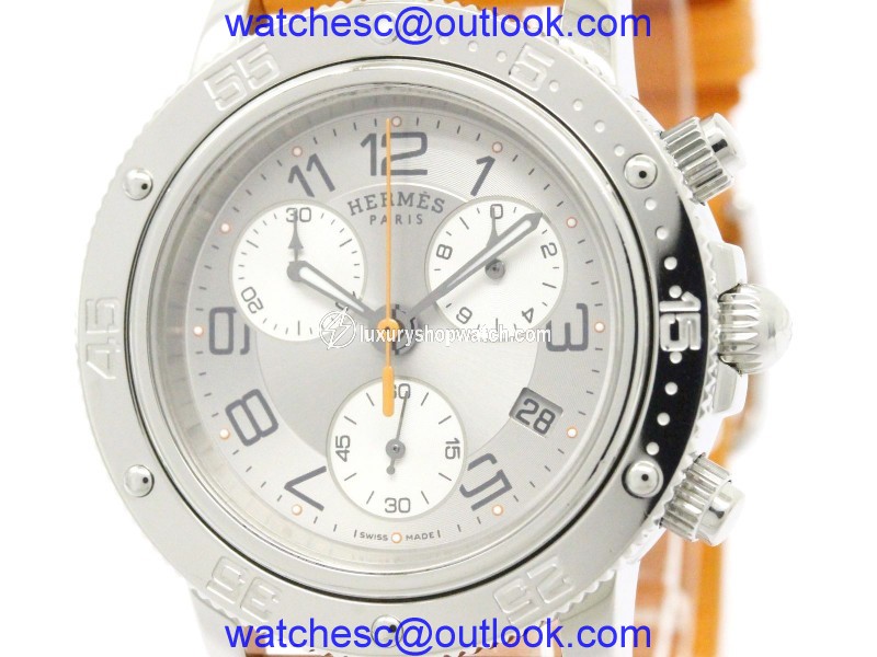 Hermes Clipper Diver CP2.410 Stainless Steel / Rubber with Silver Dial 36mm Unisex Watch Hermes