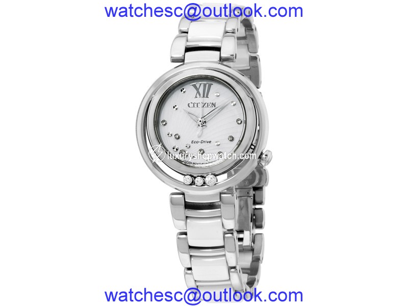 Citizen EM032083A Stainless Steel/Ceramic White Dial Quartz 30mm Womens Watch Citizen