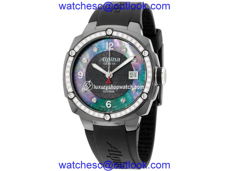 Alpina Avalanche AL240MPBD3FBAEDC6 Black Dial Silicone Strap 45mm Womens Watch Alpina